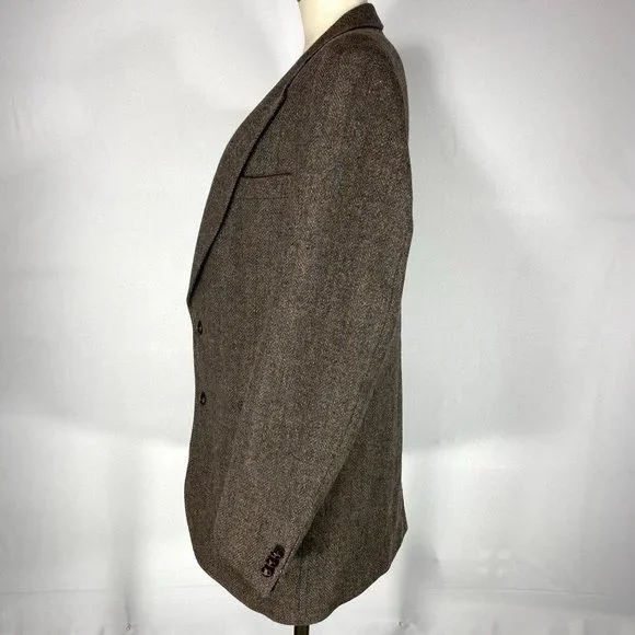 Adam Hall Men's Size 42L Vintage Brown Tweed Wool Jacket Sport Coat Blazer